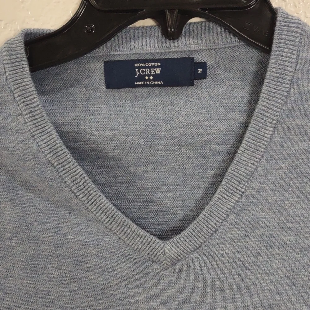 J.CREW 100%Cotton Men's Blue V-Neck Sweater